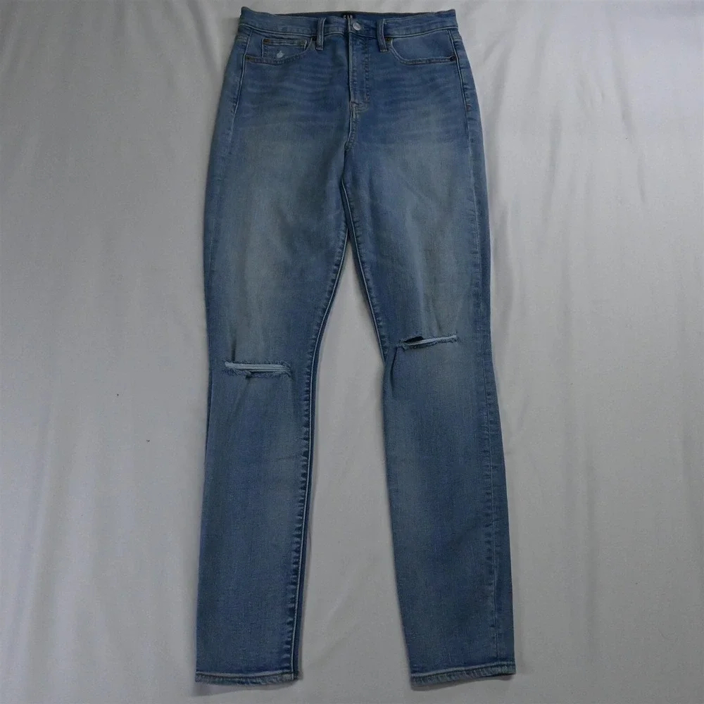 Gap 29 Long True Skinny High Rise Light Destroyed Stetch Denim Jeans